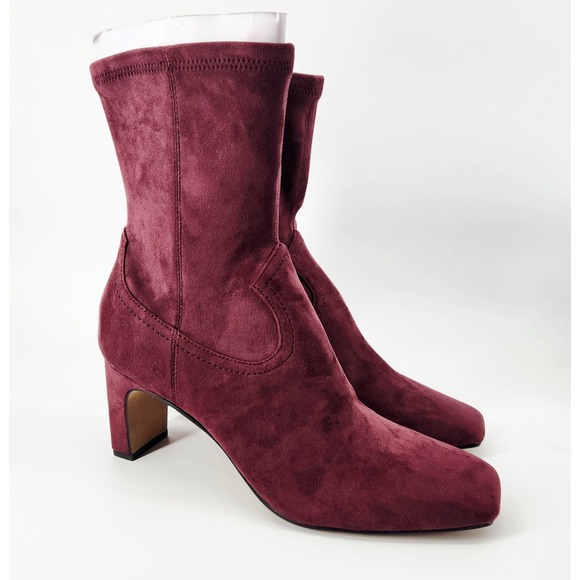 Dolce Vita Shoes - Dolce Vita Roan Booties Burgundy Suede Block Heel Square Toe Women's Size 10